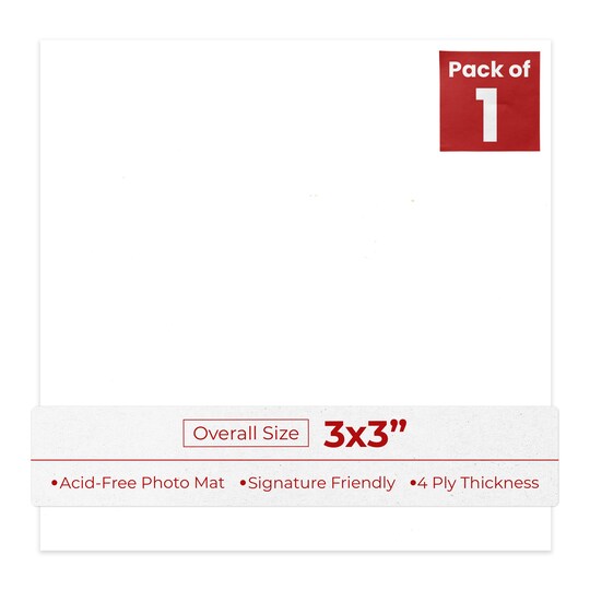 Textured White 3x3 Inch Uncut Mat Board - Blank Sheets, No Opening